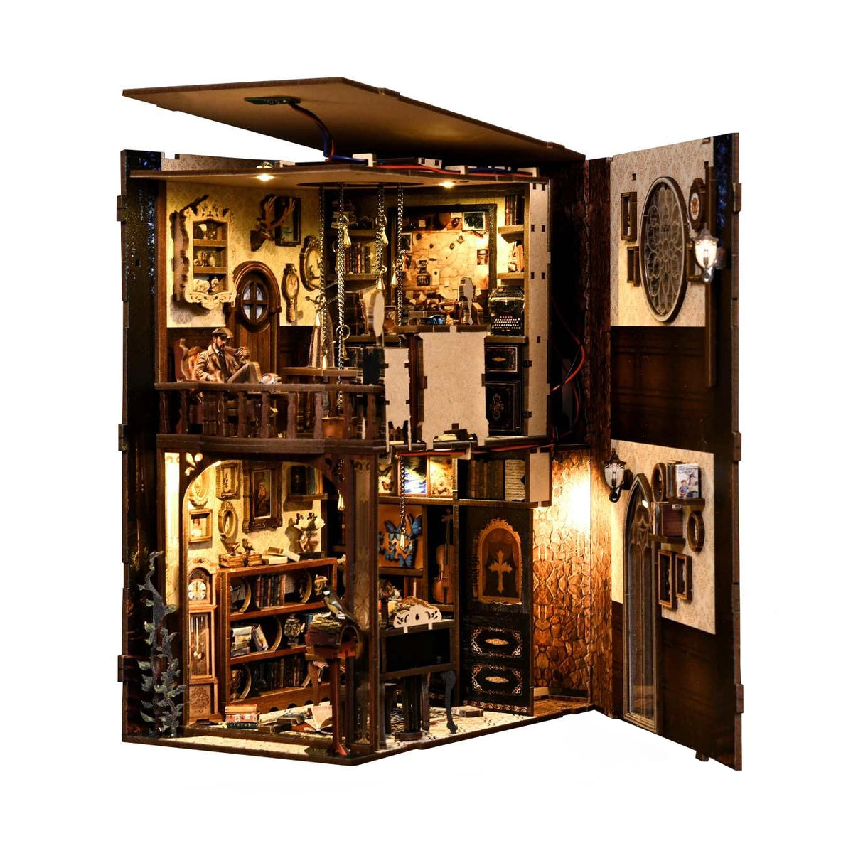 Miniatur-Diorama eines viktorianischen Zimmers mit Möbeln und Accessoires