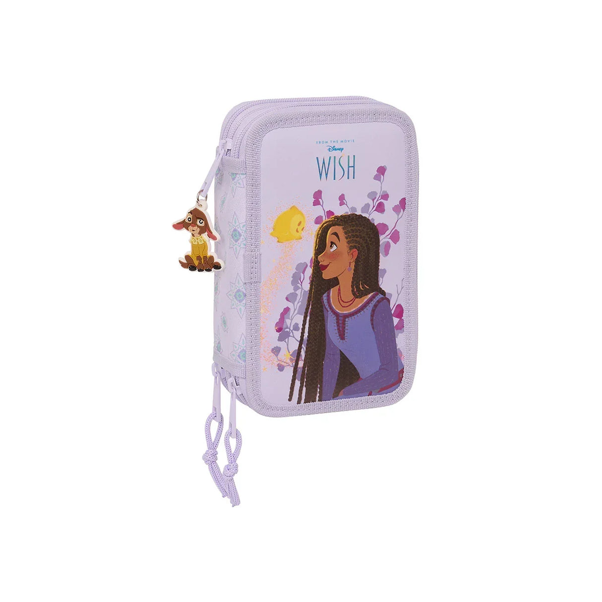 Lila Federtasche mit Wish Motiv und Anhänger
