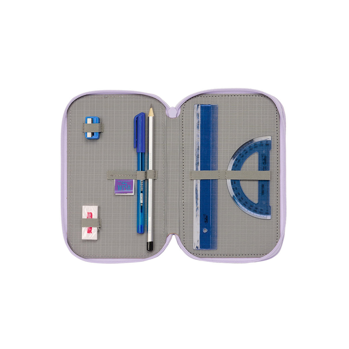 Wish - Trousse comprenant stylos, taille-crayon et gomme (28 pièces)