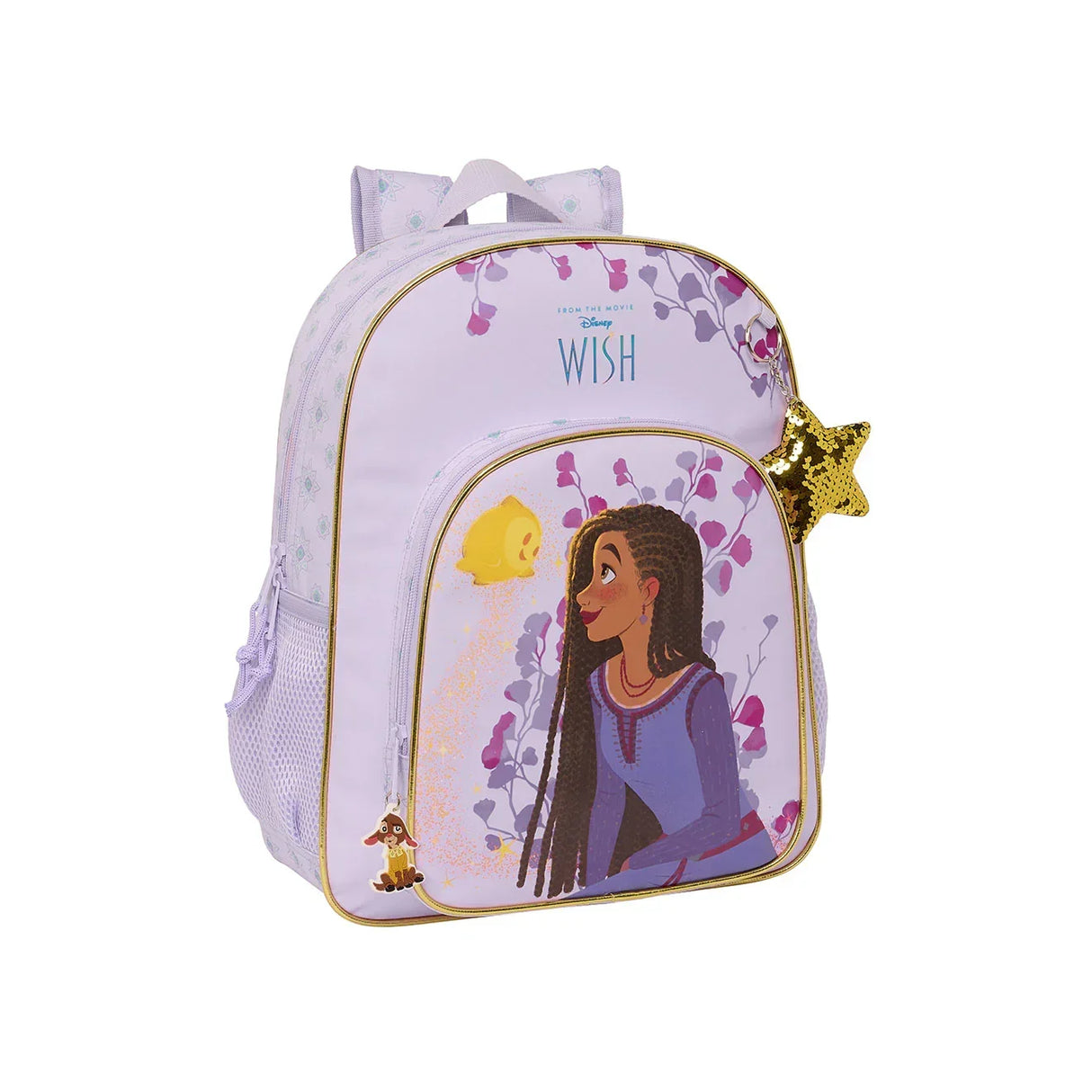 Lila Disney Wish Rucksack mit Asha und Stern Motiv sowie goldenem Sternanhänger