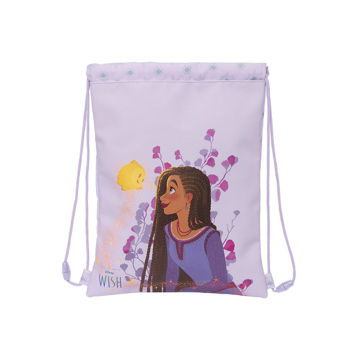 Lila Turnbeutel mit Disney Wish Motiv von Asha und Stern