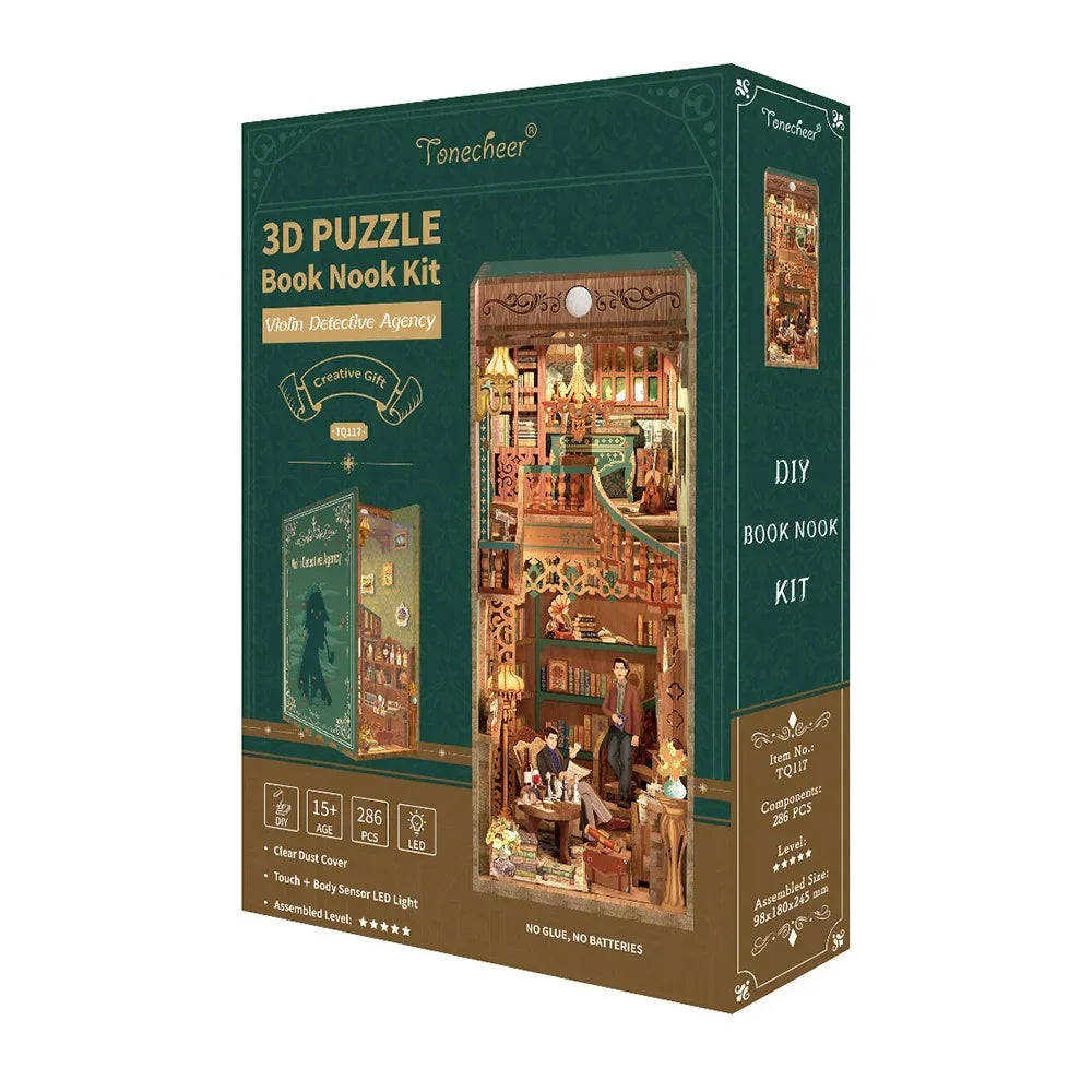 Tonecheer 3D Puzzle Buchnischen-Kit Geigen-Detektiv-Agentur