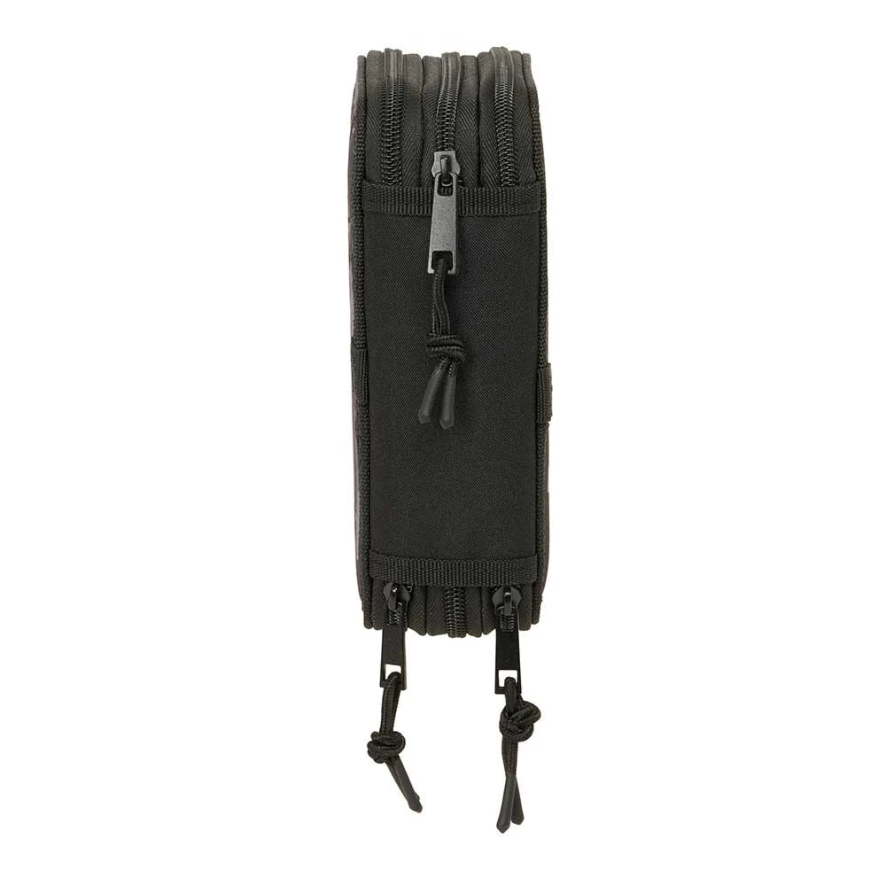 Schwarze Tasche mit Reißverschluss und Kordelzug