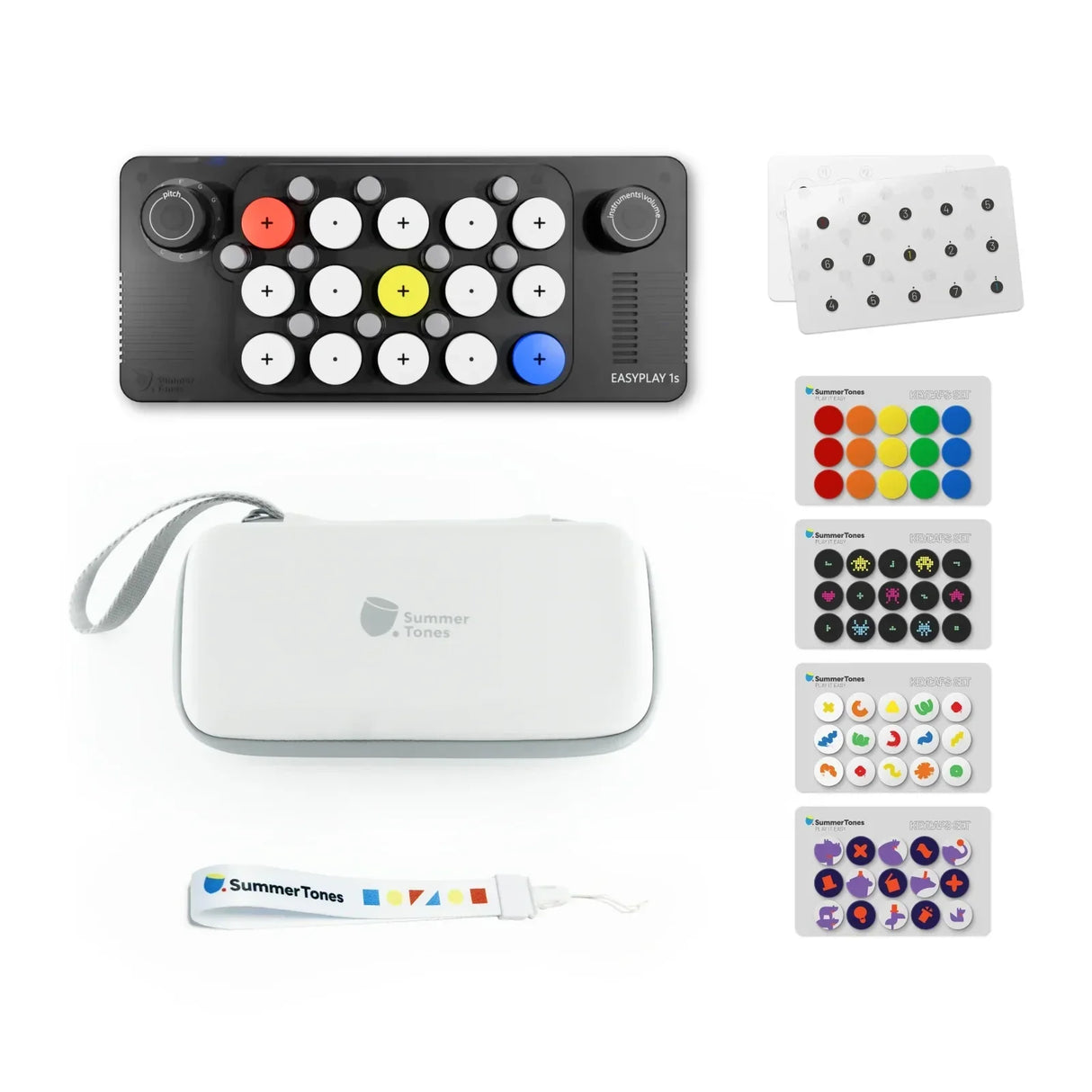 Easyplay 1s Musik-Controller mit Zubeh
R, darunter eine wei
Be Tasche, ein Armband und verschiedene Tastenkappen-Sets
