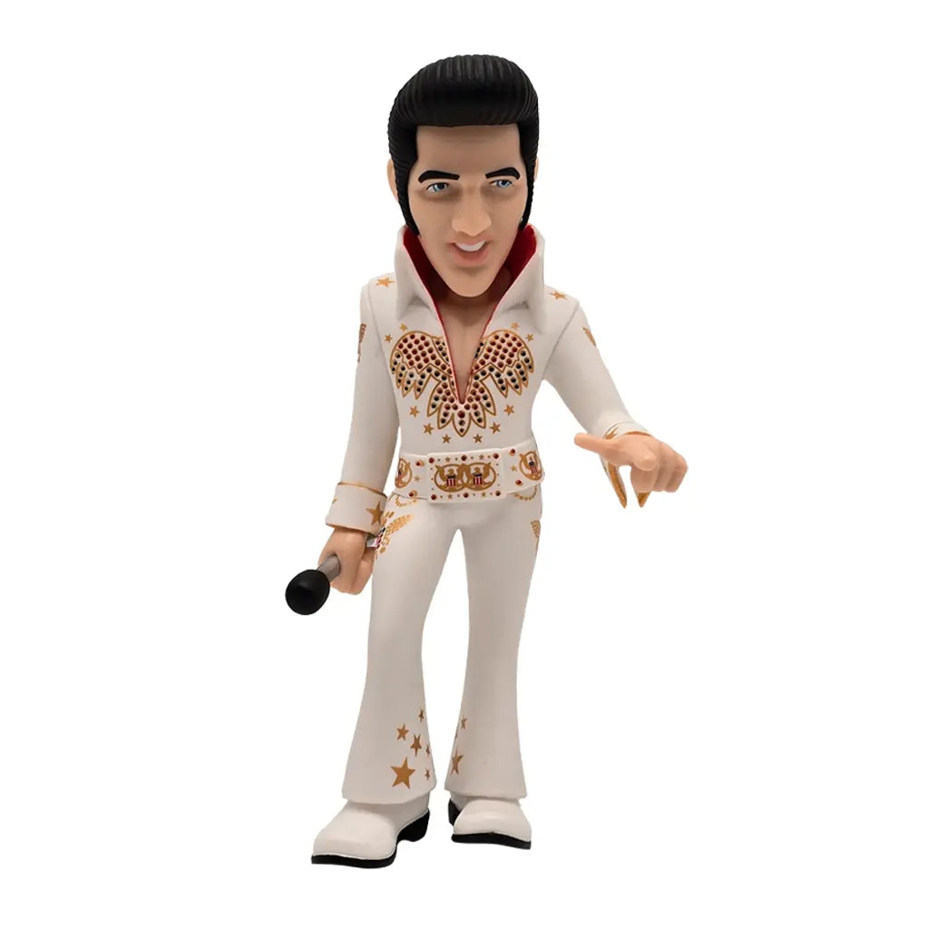 Elvis Presley Figur in weißem Anzug mit Mikrofon