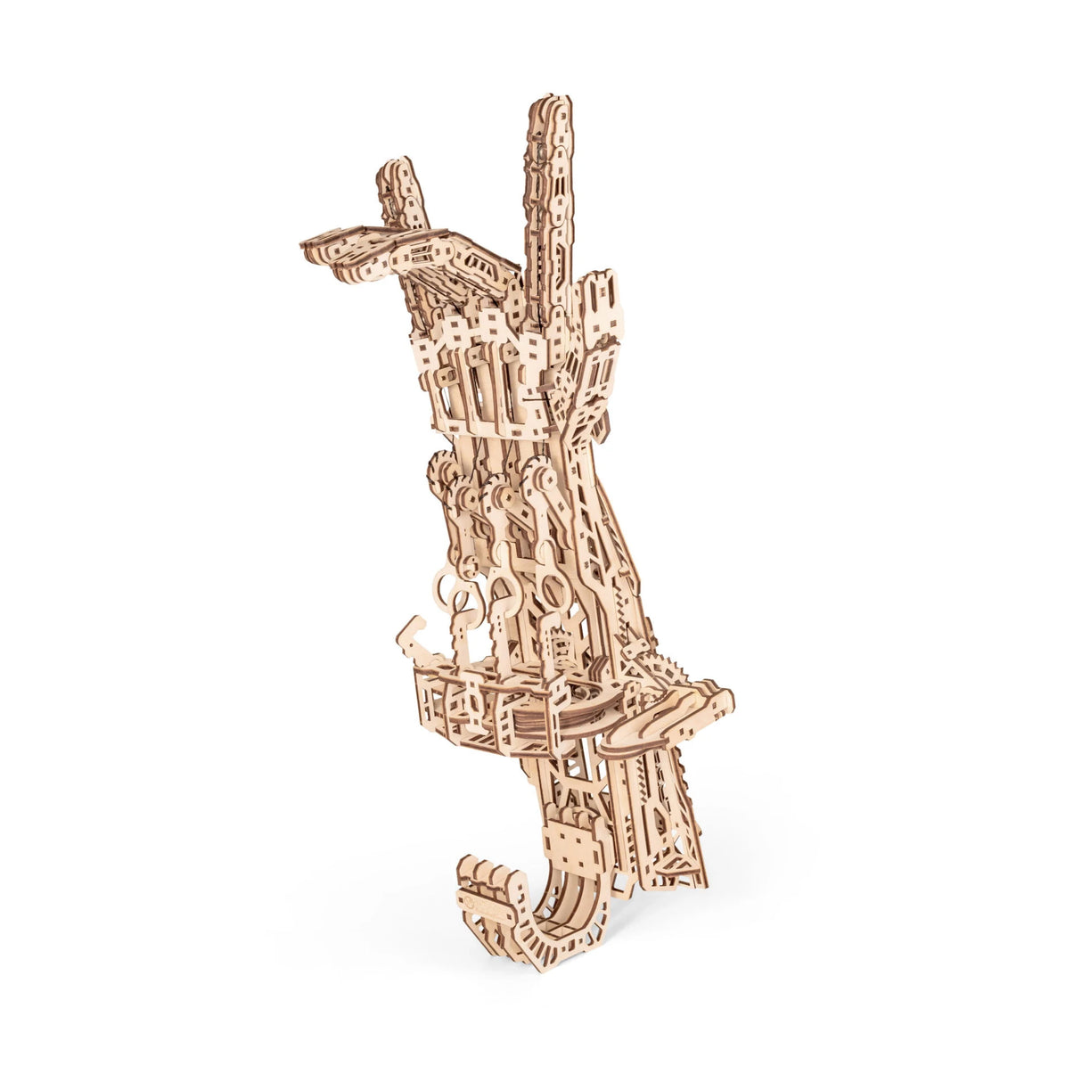 Mechanische Hand aus Holzbauteilen