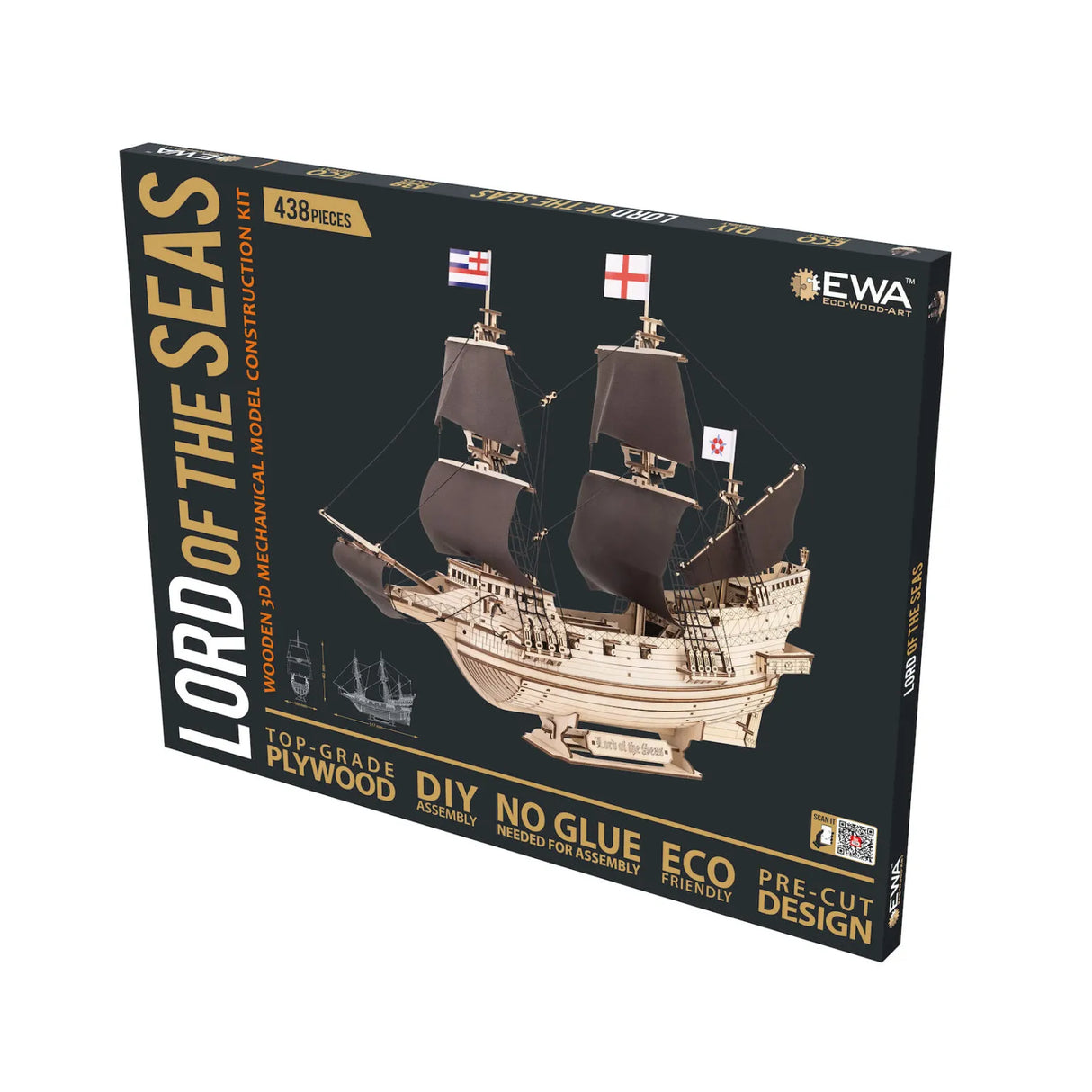 Verpackung des Holzmodellbausatzes Lord of the Seas mit 438 Teilen