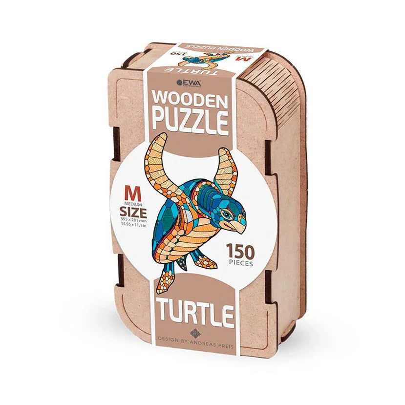 Holzpuzzle Schildkröte in einer Holzbox mit 150 Teilen