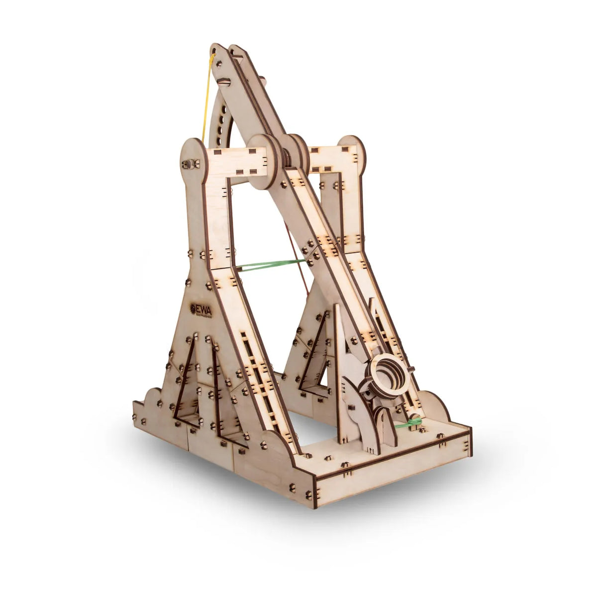 Holzkatapultmodell mit Gummibändern