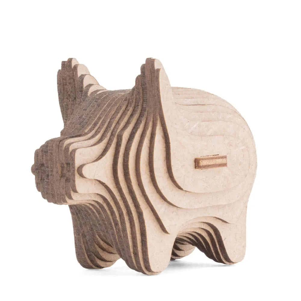 Sperrholz-Sparschwein mit Schlitzen für Münzen