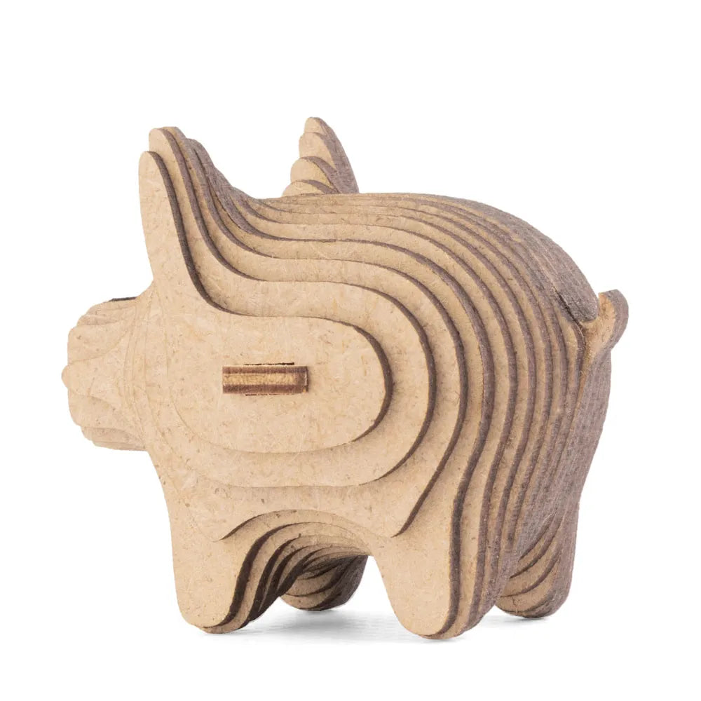 Sparschwein aus Holzschichten