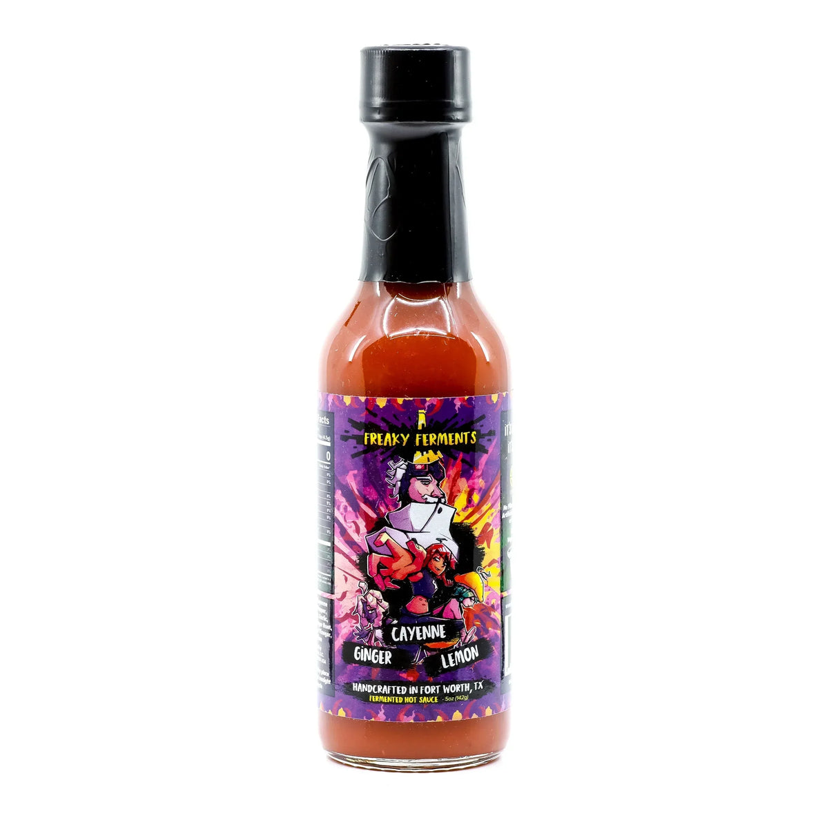 Flasche Freaky Ferments fermentierte scharfe Soße mit Ingwer, Cayennepfeffer und Zitrone