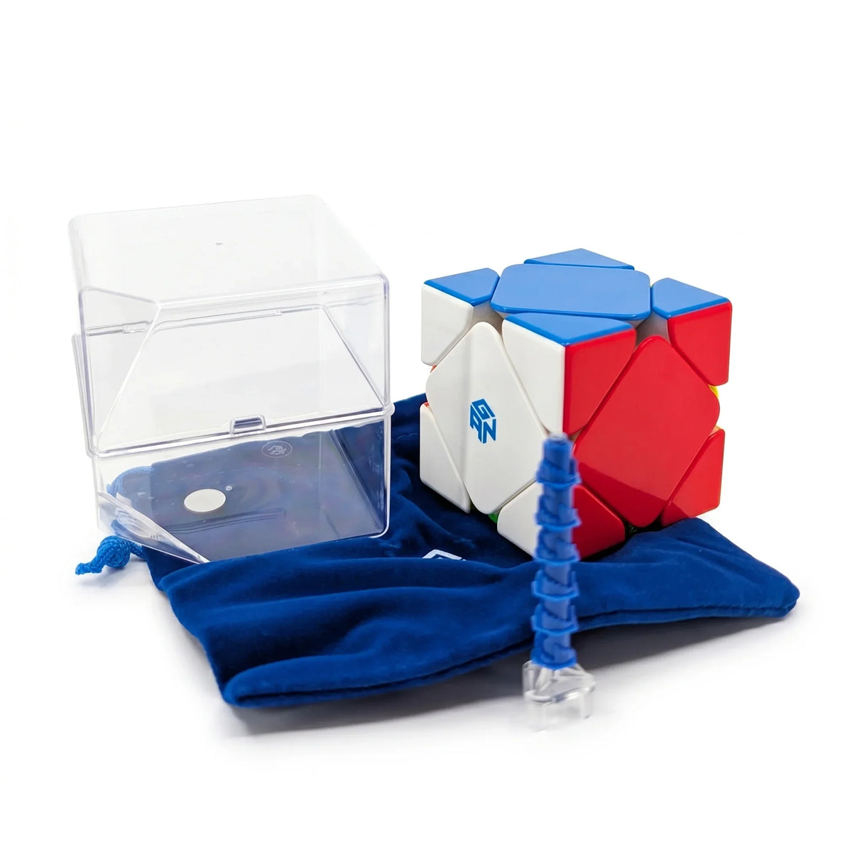GAN Skewb M mit blauer Tasche, durchsichtiger Box und Einstellwerkzeug