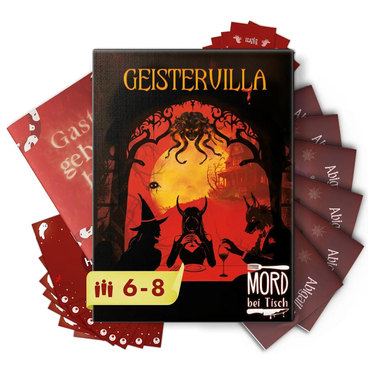 Geistervilla Mord bei Tisch Brettspiel mit 6-8 Spielern