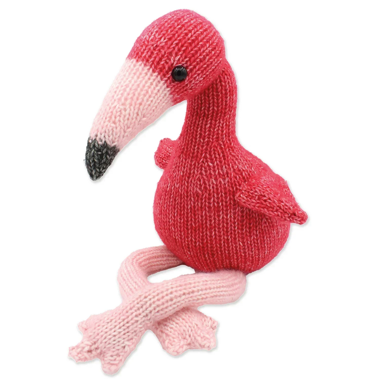 Gestricktes Flamingo Kuscheltier in Pink mit hellrosa Beinen