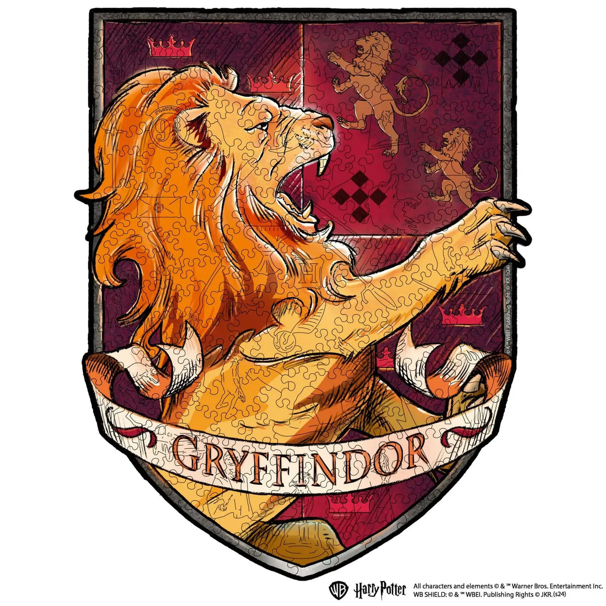 Gryffindor Wappen Puzzle mit brüllendem Löwen und Schriftzug