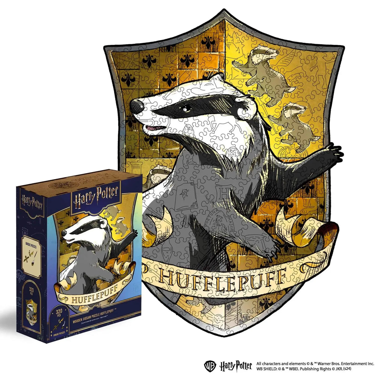 Harry Potter Hufflepuff Holzpuzzle mit 320 Teilen und Dachs-Wappen