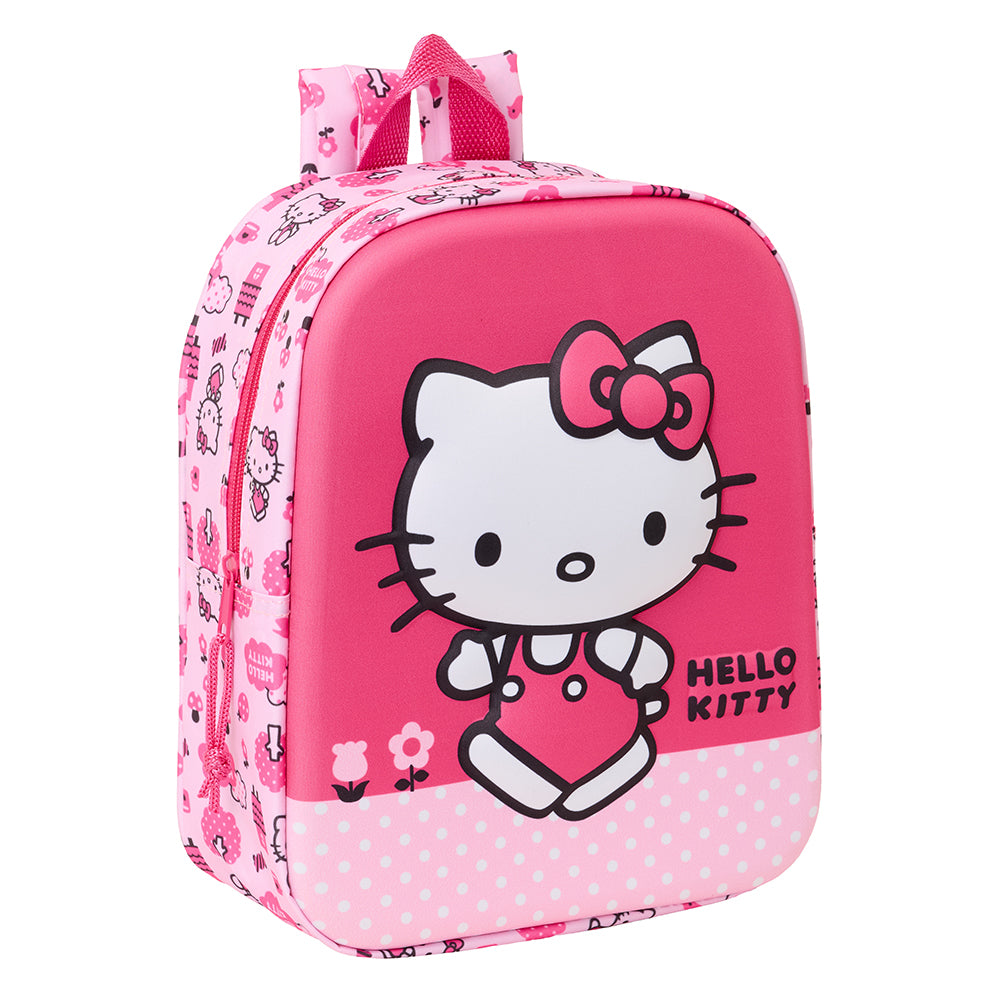 Rosa Hello Kitty Rucksack mit Hello Kitty Figur und Tupfenmuster