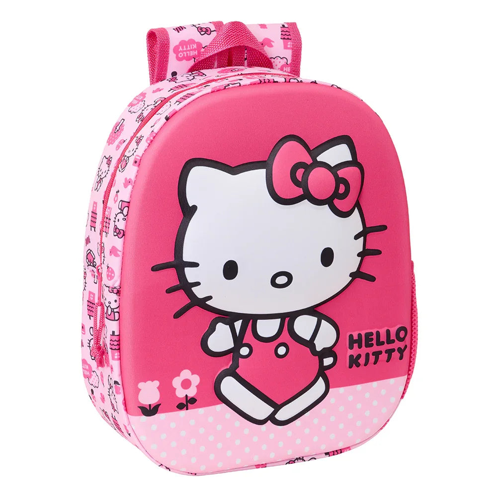 Hello Kitty Rucksack in Pink mit weißem Hello Kitty-Gesicht und gepunktetem Muster