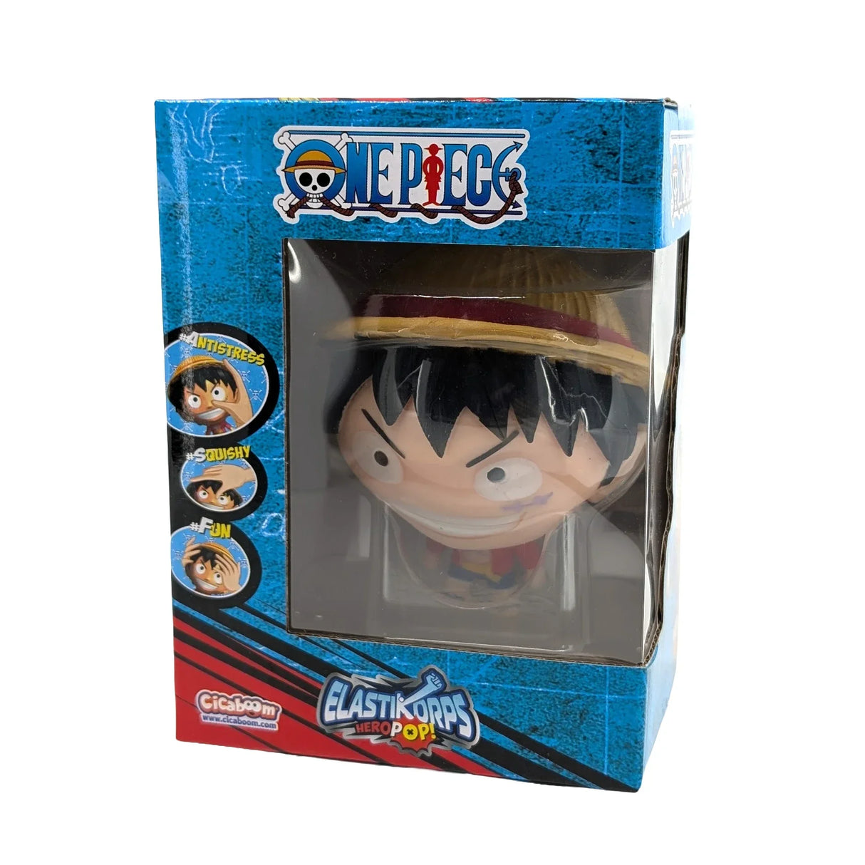 One Piece Luffy Elastikorps Hero Pop Figur in blauer Verpackung