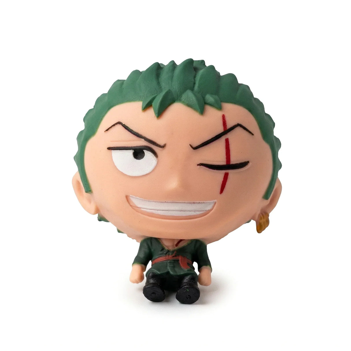 Roronoa Zoro Figur mit grünen Haaren und einem roten Gürtel