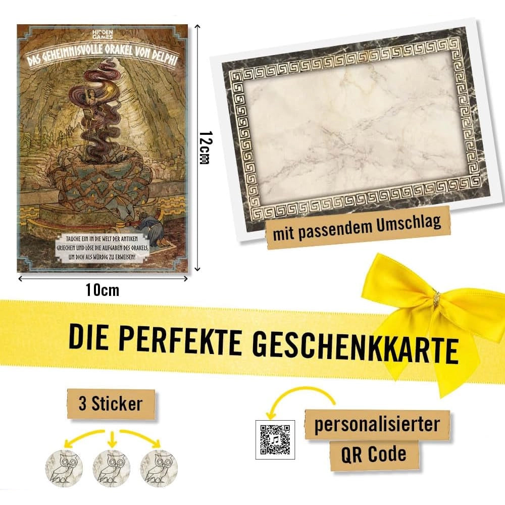 Geschenkkarte mit Umschlag, drei Eulenstickern und personalisiertem QR Code