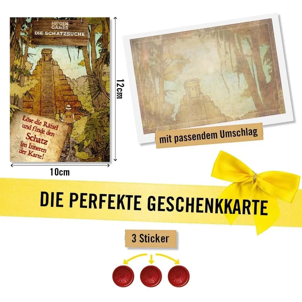 Geschenkkarte Schatzsuche mit Umschlag und drei Stickern