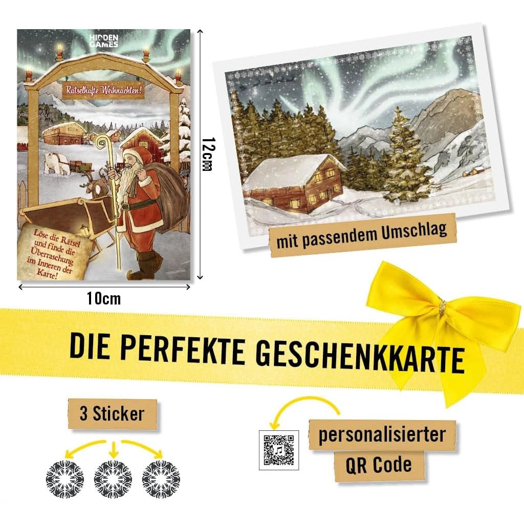 Weihnachtliche Geschenkkarte mit Umschlag Stickern und QR Code
