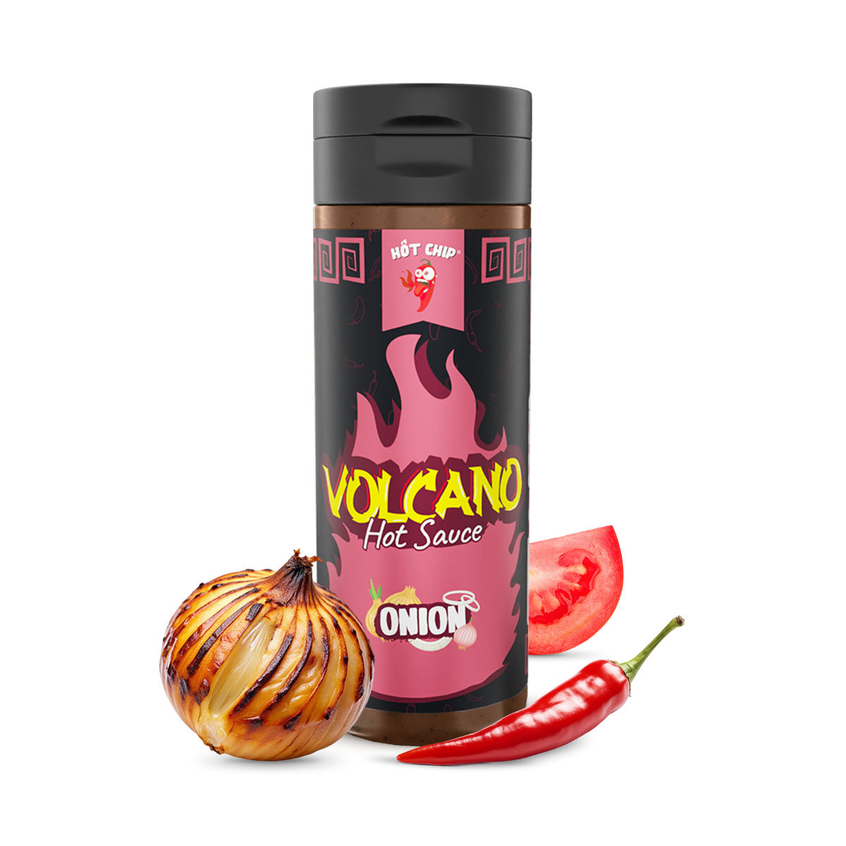 Hot Chip Volcano Hot Sauce mit Zwiebel, Tomate und Chili