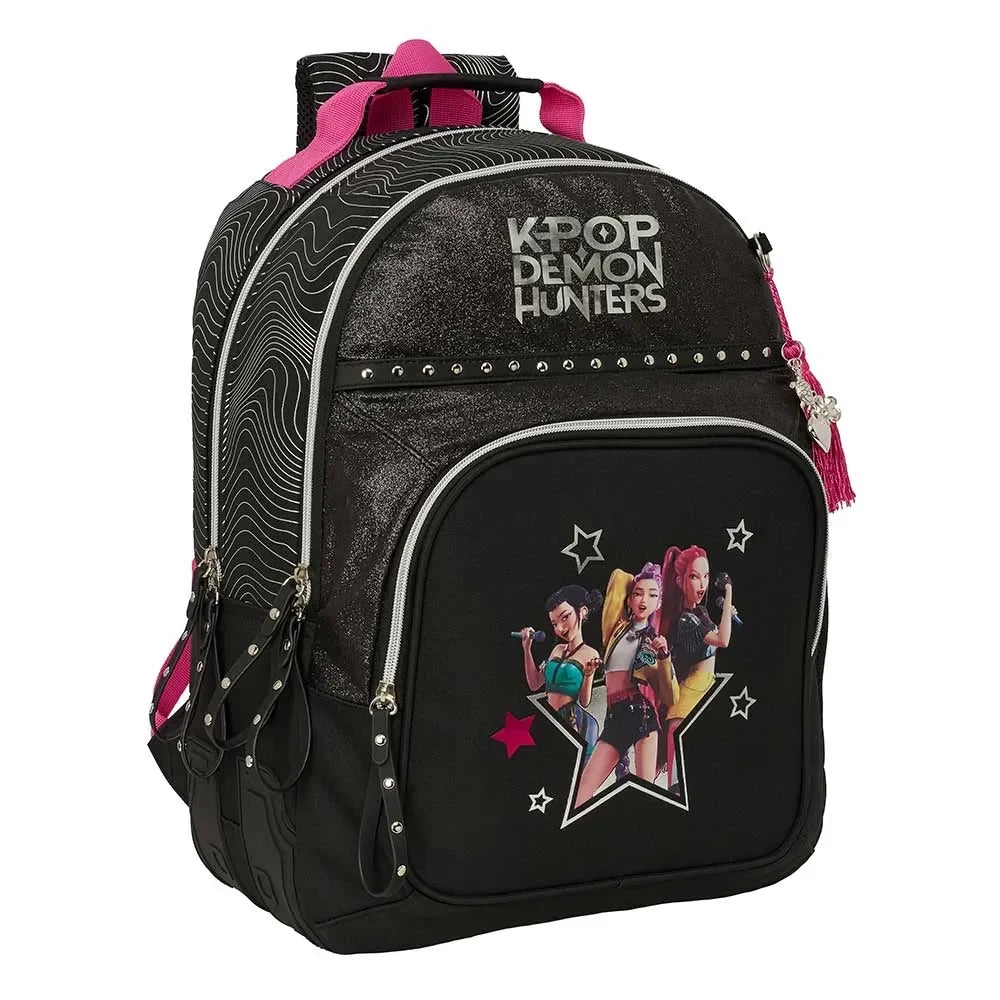 K-Pop Demon Hunters Rucksack mit drei weiblichen Figuren in einem Stern