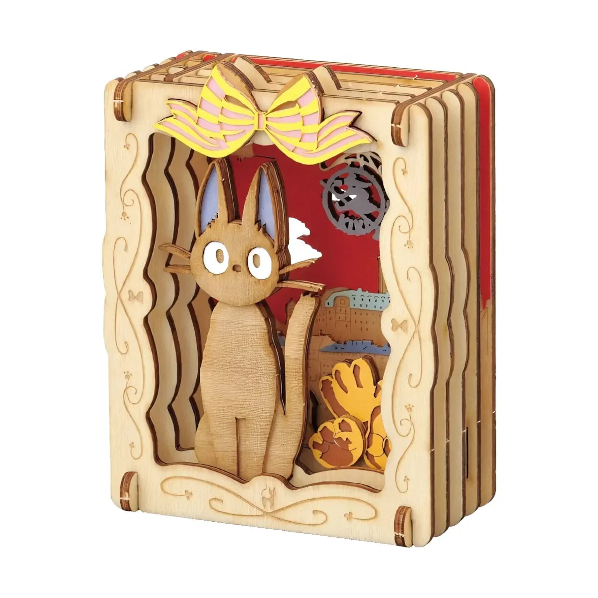 Holz-Diorama mit Katze Jiji aus Kikis kleiner Lieferservice