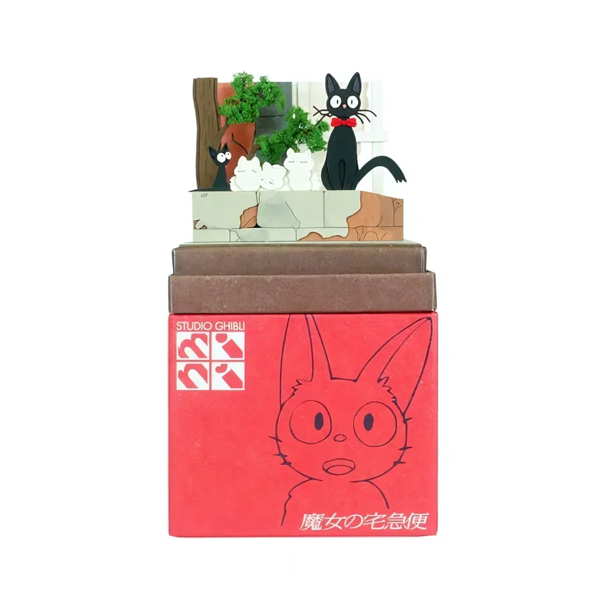Studio Ghibli Kiki's kleiner Lieferservice Jiji und Lily Katzenfiguren auf roter Box