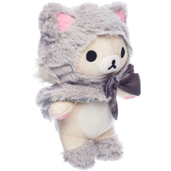 Rilakkuma Plüschtier im grauen Katzenkostüm mit Schleife