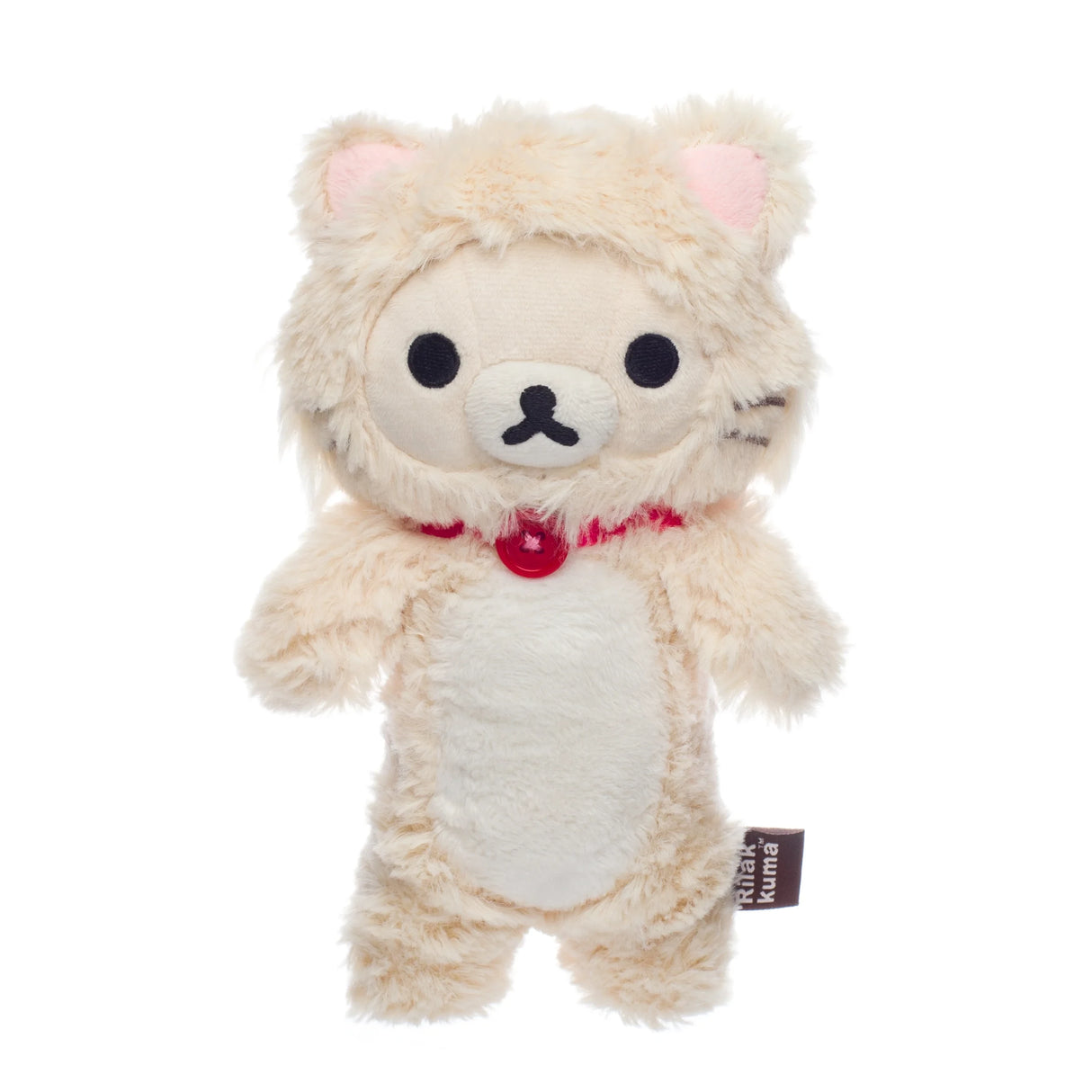 Rilakkuma Plüschtier im Löwenkostüm mit rotem Knopf