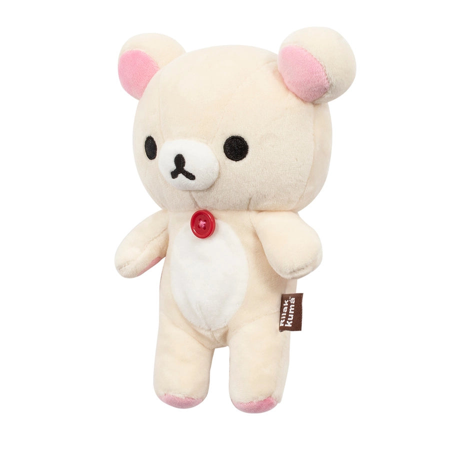 Rilakkuma Korilakkuma Plüschtier mit rotem Knopf und rosa Ohren