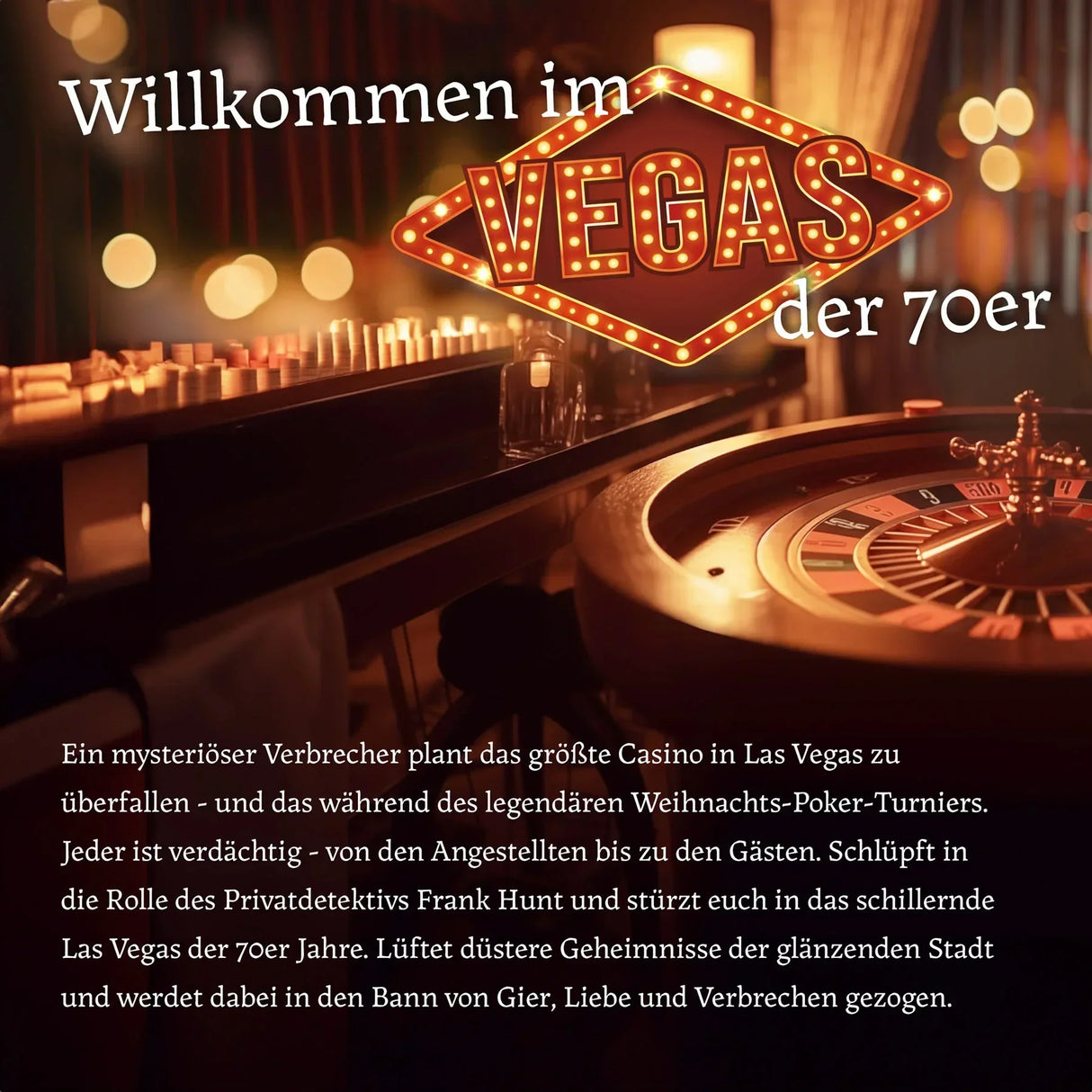 Willkommen im Vegas der 70er Jahre mit Roulette-Tisch und Casino-Chips