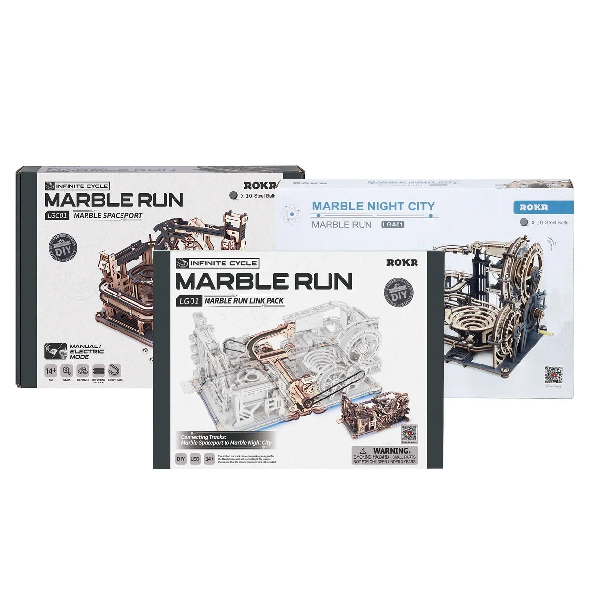 Ensemble Circuit à billes (Spaceport, Night City, Link Pack) - Kit de construction en bois 3D