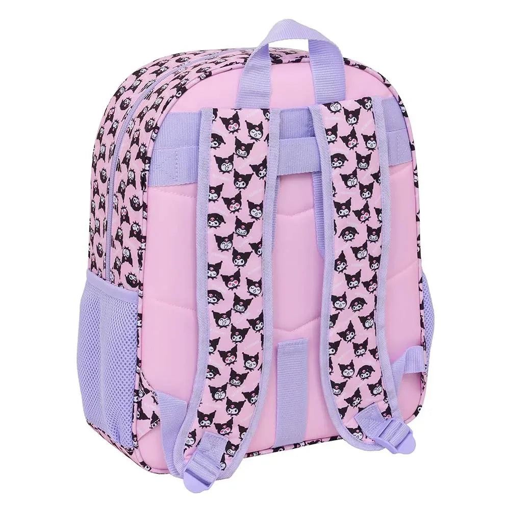 Rucksack mit Kuromi-Muster in Schwarz und Rosa