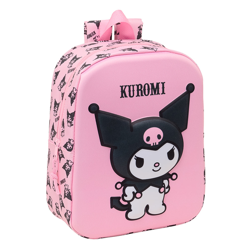 Rosa Rucksack mit Kuromi-Aufdruck und Kuromi-Schriftzug