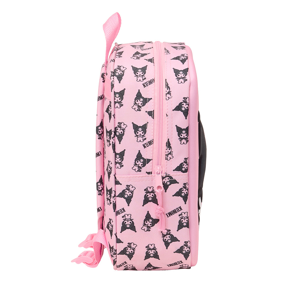 Rosa Rucksack mit Kuromi-Muster und Reißverschluss