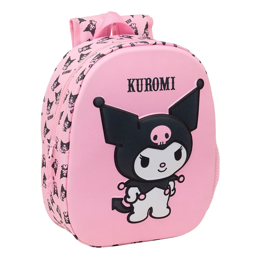 Rosa Rucksack mit Kuromi-Design und Kuromi-Schriftzug