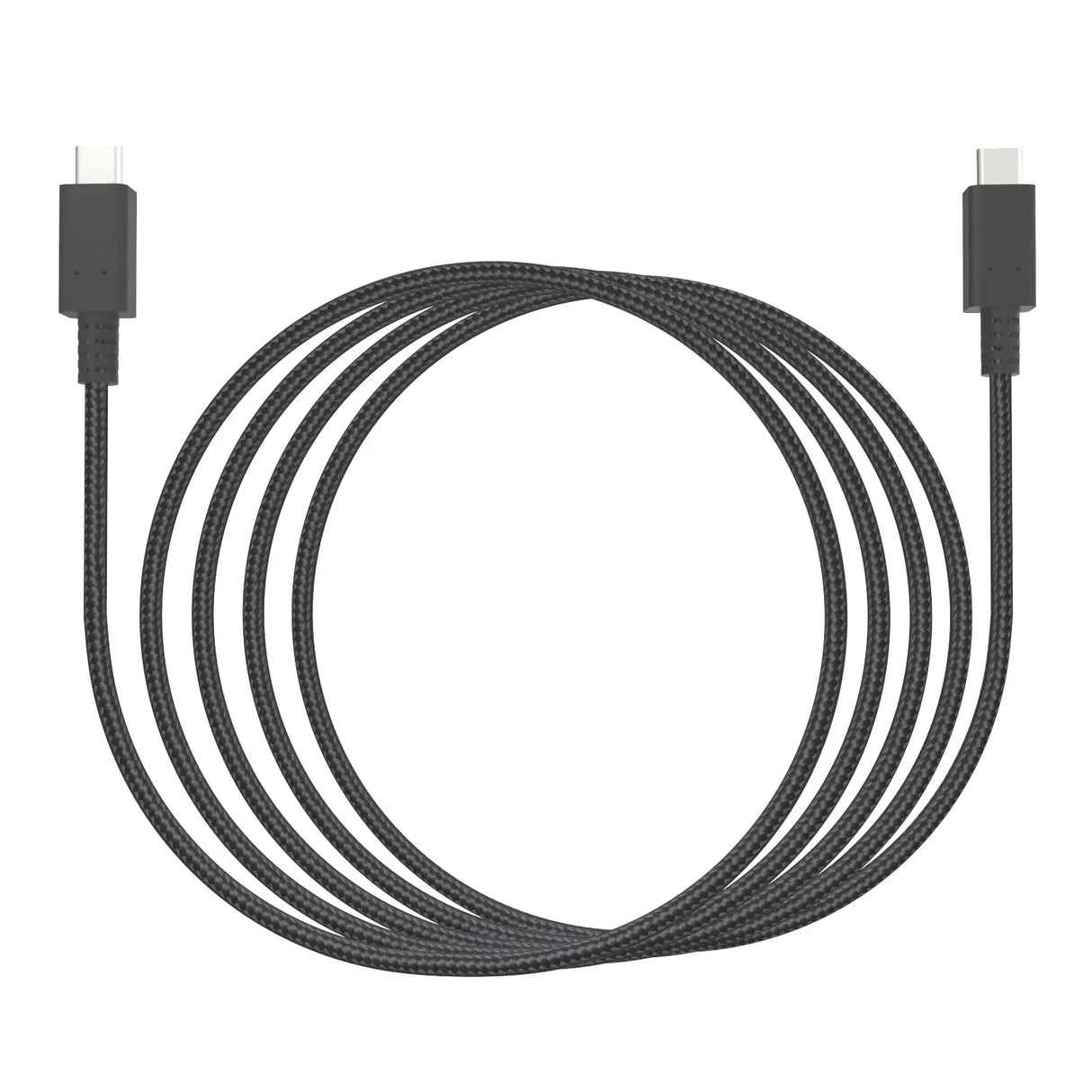 USB-C auf USB-C Kabel, geflochten, schwarz, aufgerollt