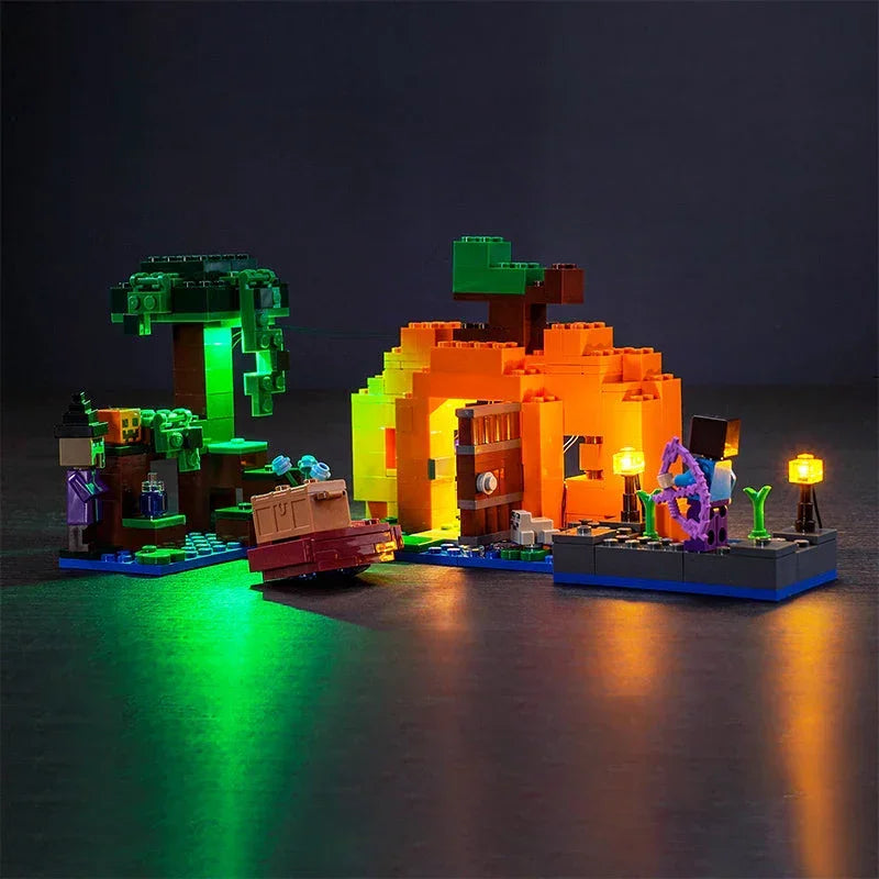 Beleuchtetes Lego Minecraft Kürbis Haus Set mit Spielfiguren