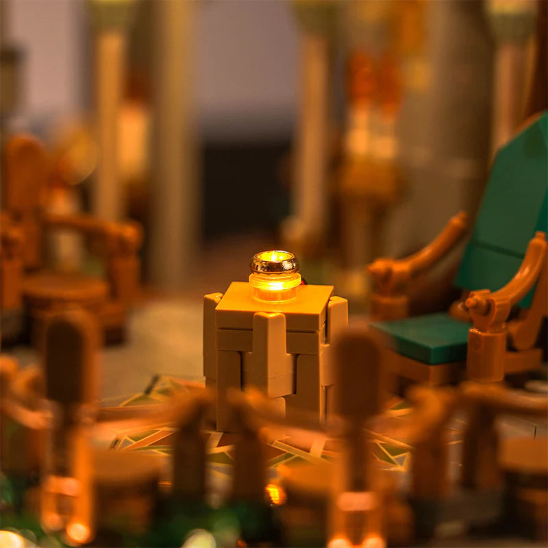 Beleuchteter kleiner Baustein in einem Lego Set