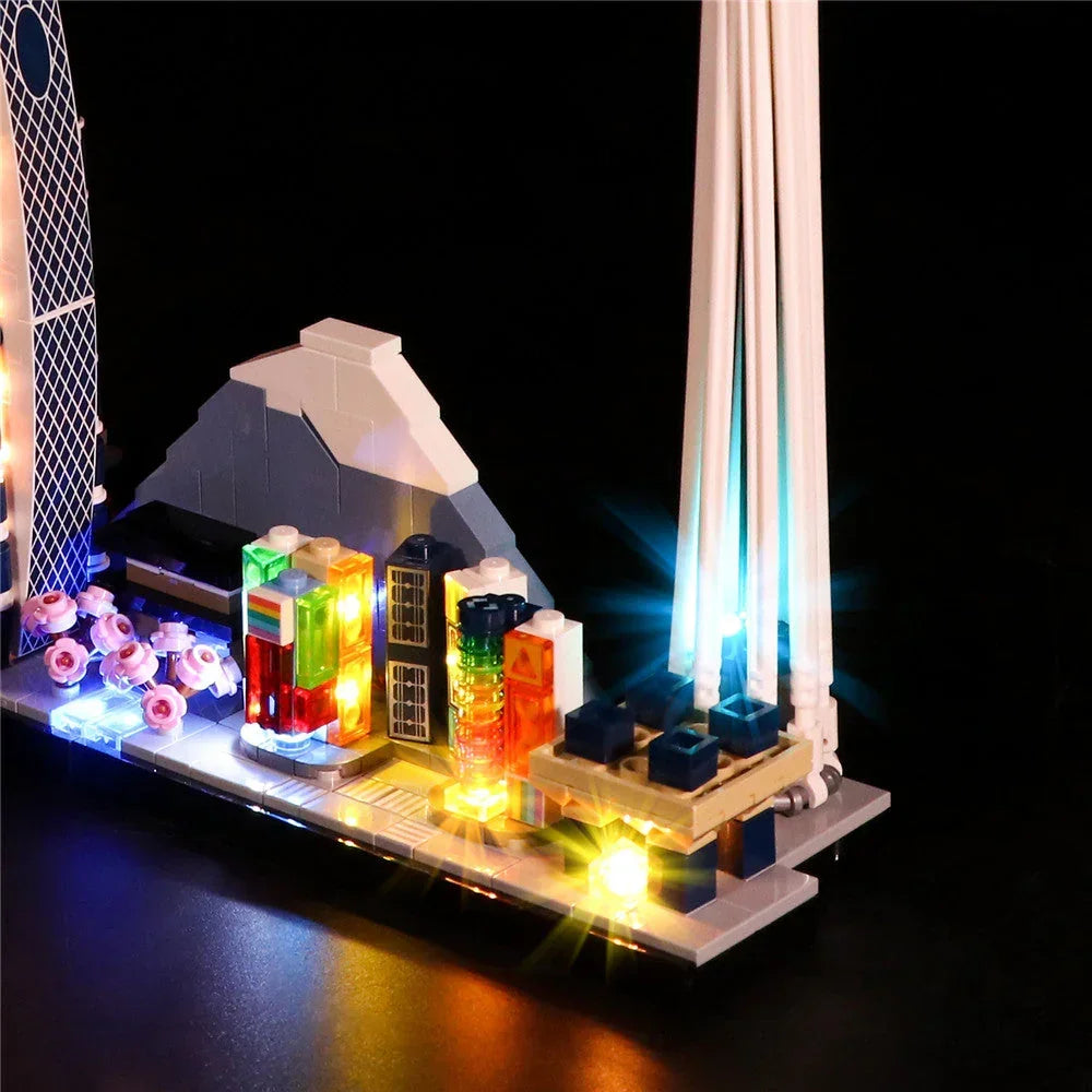 Beleuchtetes Lego Architektur Modell mit Berg und Turm