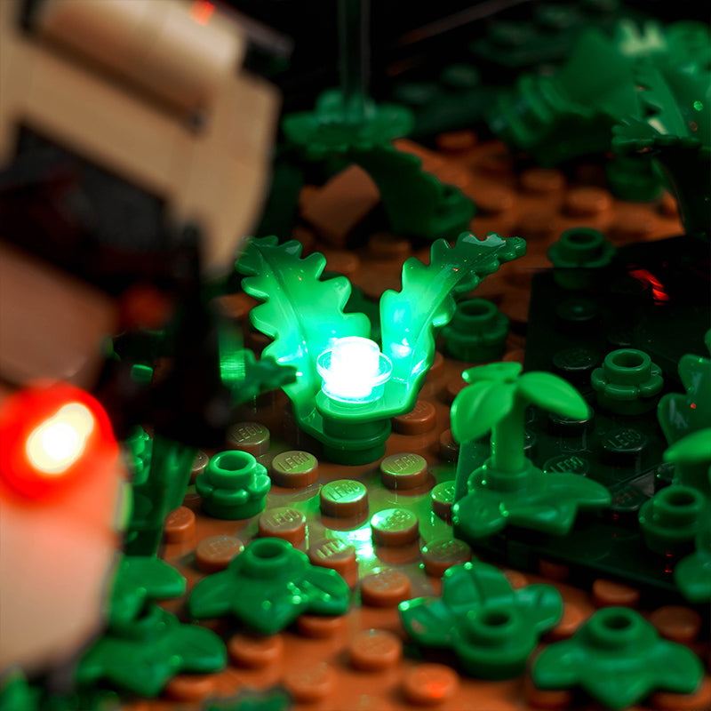 Beleuchtete Lego Pflanze auf brauner Grundplatte