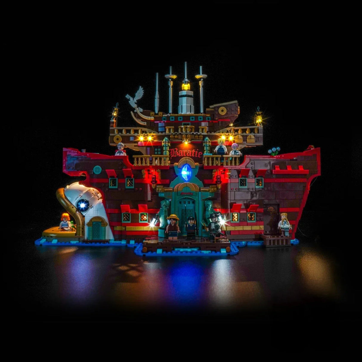 Beleuchtetes Lego-Modell des schwimmenden Restaurants Baratie aus One Piece