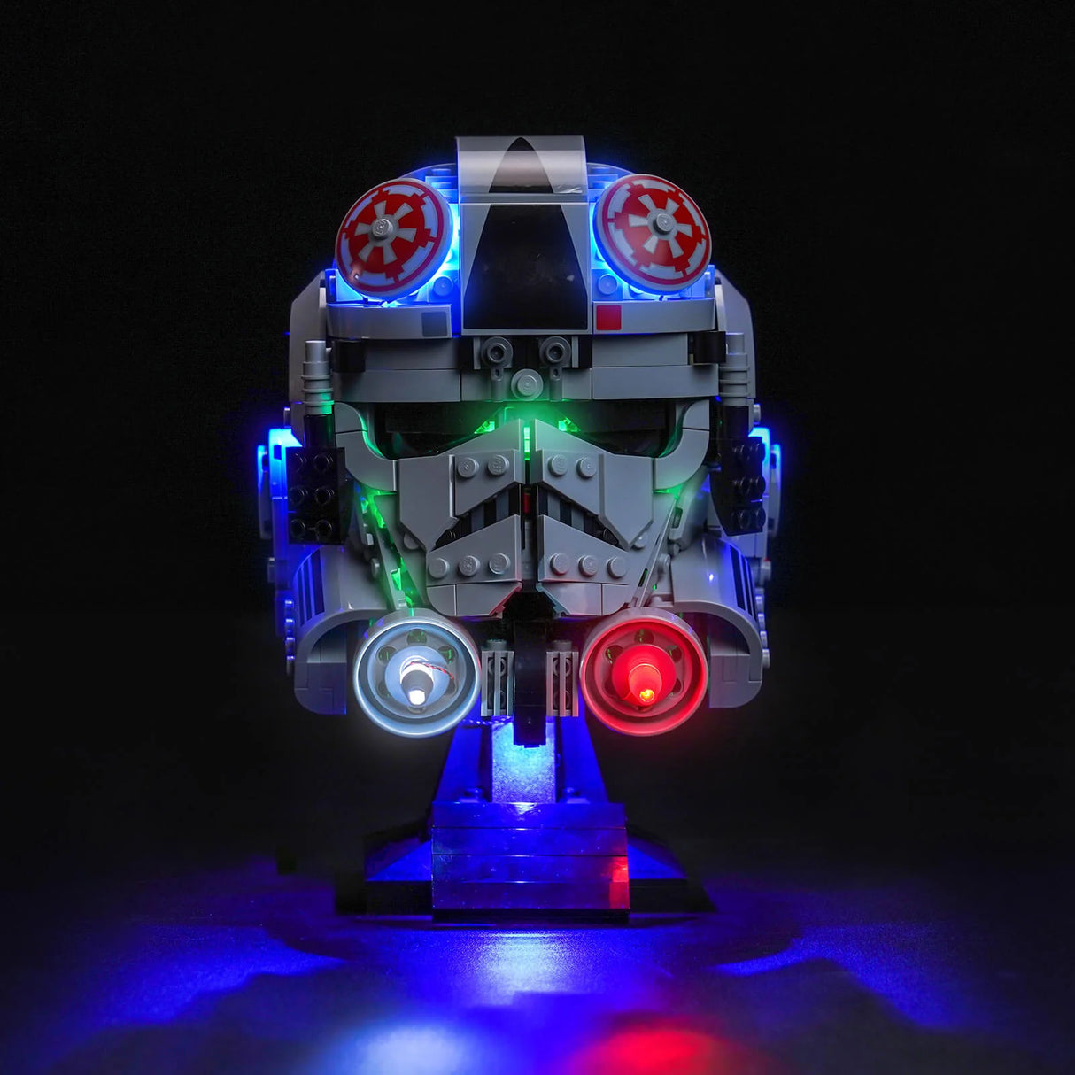 LEGO Star Wars TIE Fighter Pilot Helm mit blauer, grüner, roter und weißer Beleuchtung