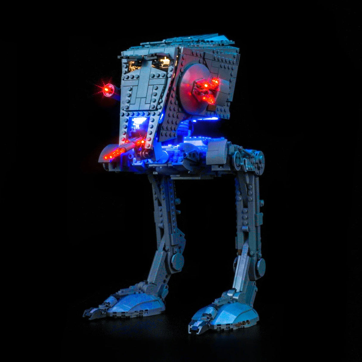 Beleuchteter LEGO Star Wars AT-ST Walker mit roten und blauen Lichtern