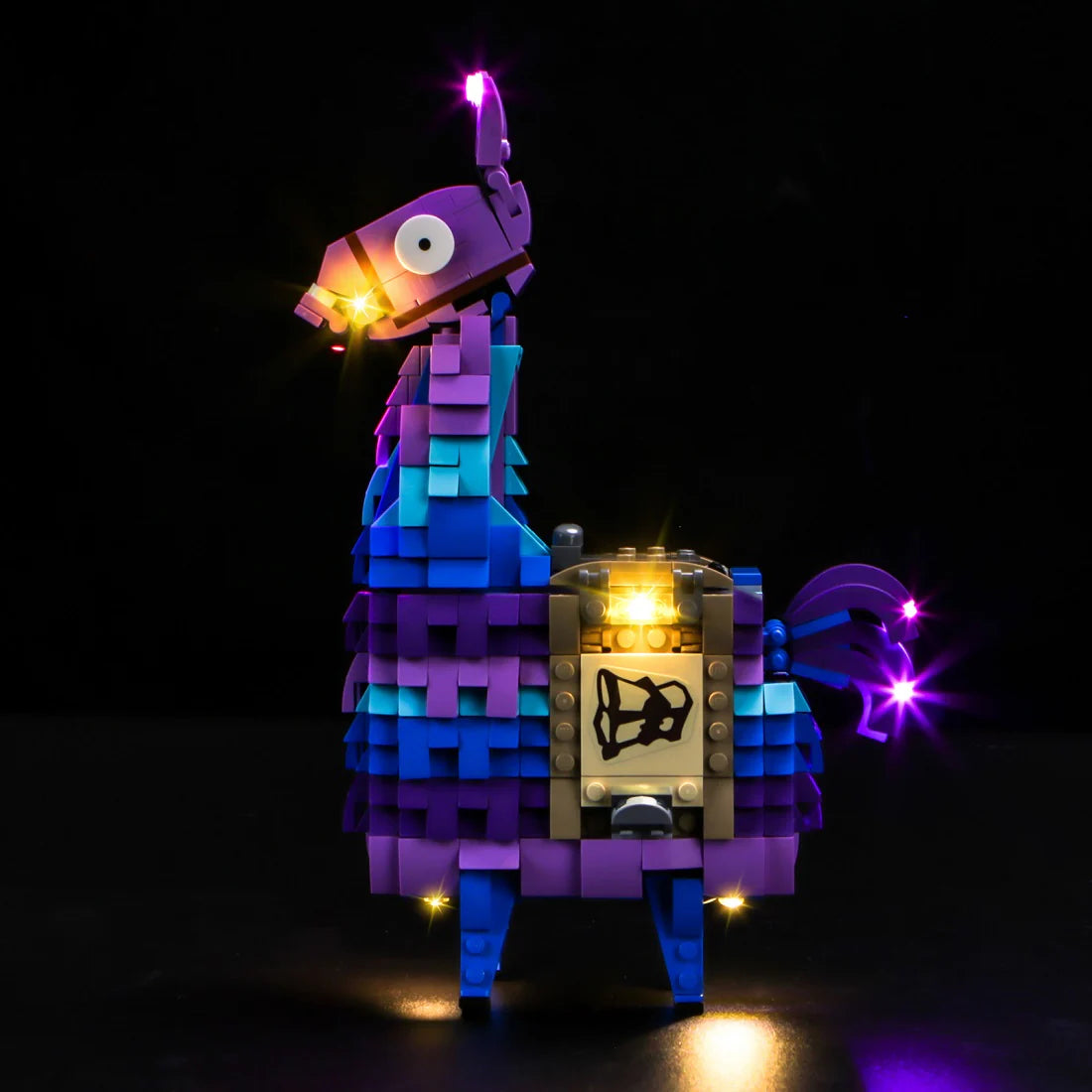 Beleuchtete Fortnite Loot Llama Figur aus Legosteinen